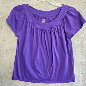 Chaus Organic Women's Sz Lg Purple Top organic cotton cap sleeve